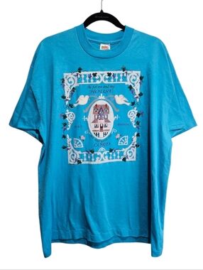 Vintage Christian Tee Single Stitch Short Sleeve Shirt Blue Extra Large Teal 90s